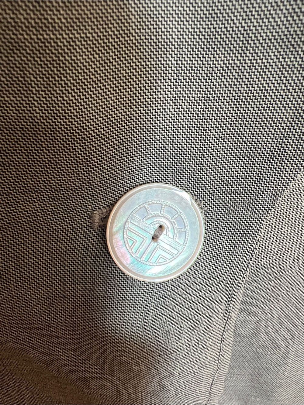 Louis Feraud Gray Blazer with White Lace Trim - Picture 5 of 16